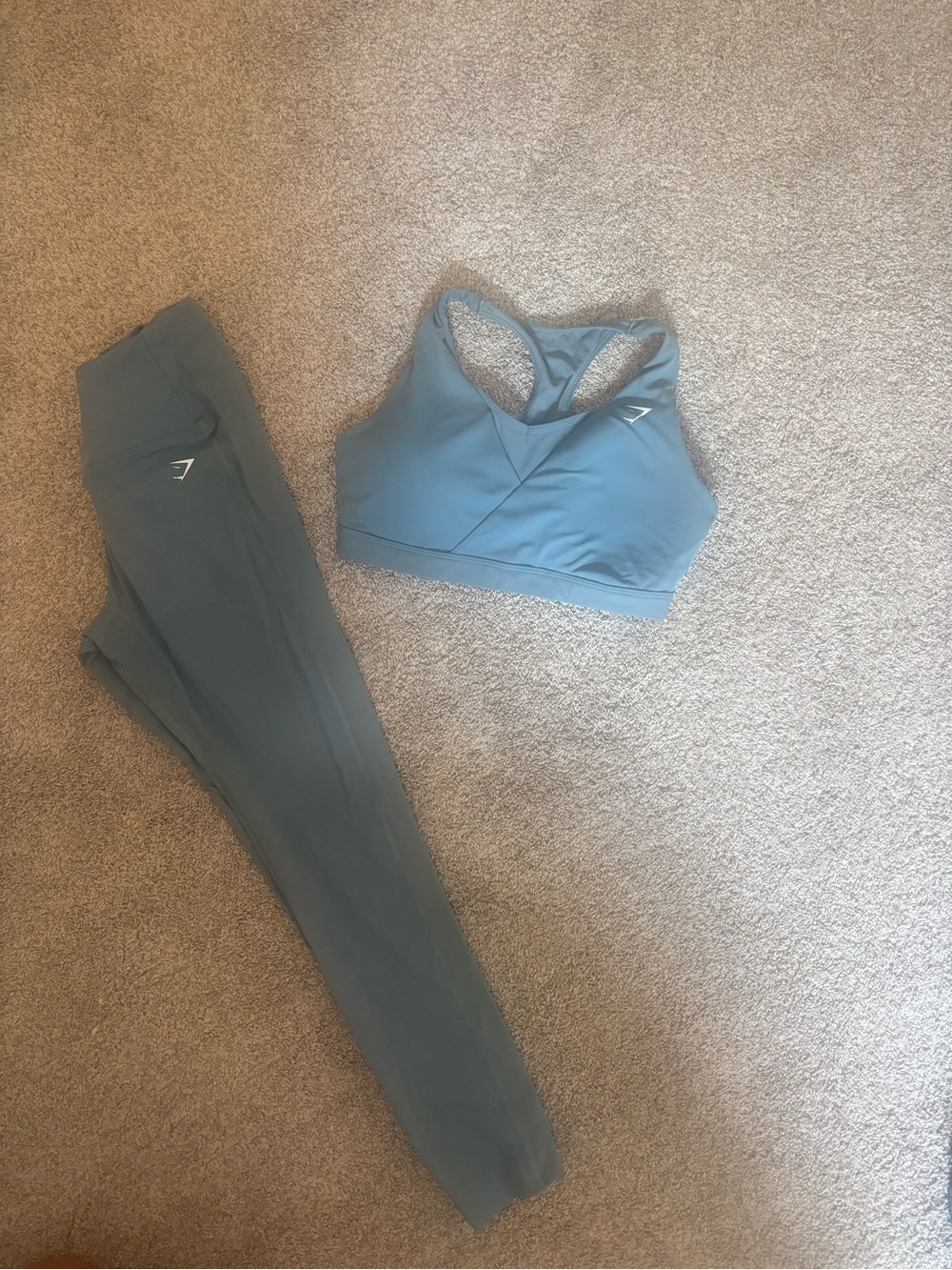 Gymshark Seamless Padded Sports Bra and Leggings Set - Dusty Blue